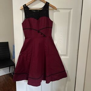 Red and Black Sleeveless Halter Cocktail Dress